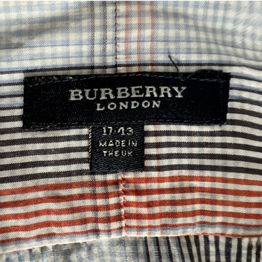 Burberry Blue and Red Plaid Dress Shirt With Double French Cuffs - Picture 5 of 8